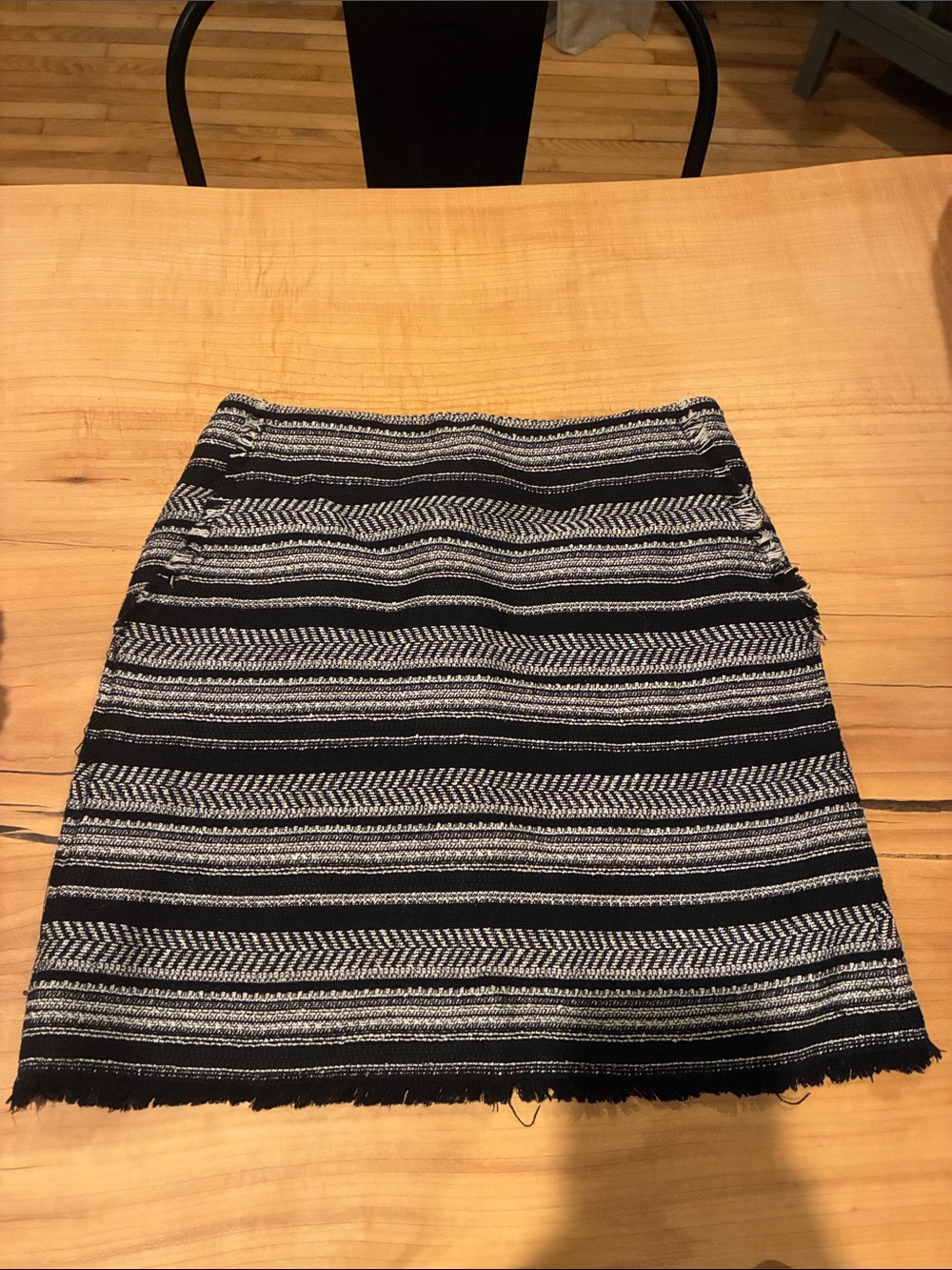 LOFT Black & White Striped Mini Skirt